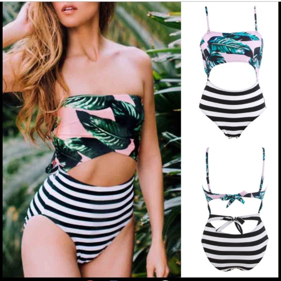 High Waist Padded Monokini Swimwear XL - Picture 1 of 2